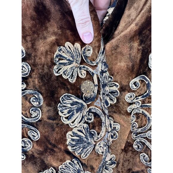 VTG Sandy Starkman Women's S Bronze Velvet Blazer Applique Baroque Bohemian RARE - Picture 4 of 11